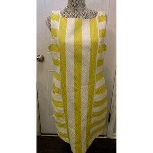 Taylor Dress Yellow Striped Cotton Summer Sleeveless Lined NWT Womens Size 14